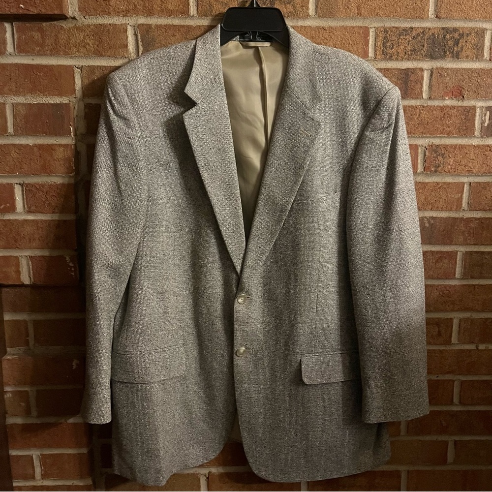 New England Collection Men 44R Tweed Sport Coat Blazer 100% Silk Single Breasted
